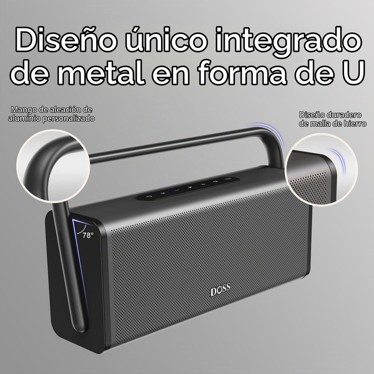 Altavoz Bluetooth DOSS SoundBox XL Pro Negro con Sonido Estéreo Potente y Graves Extra