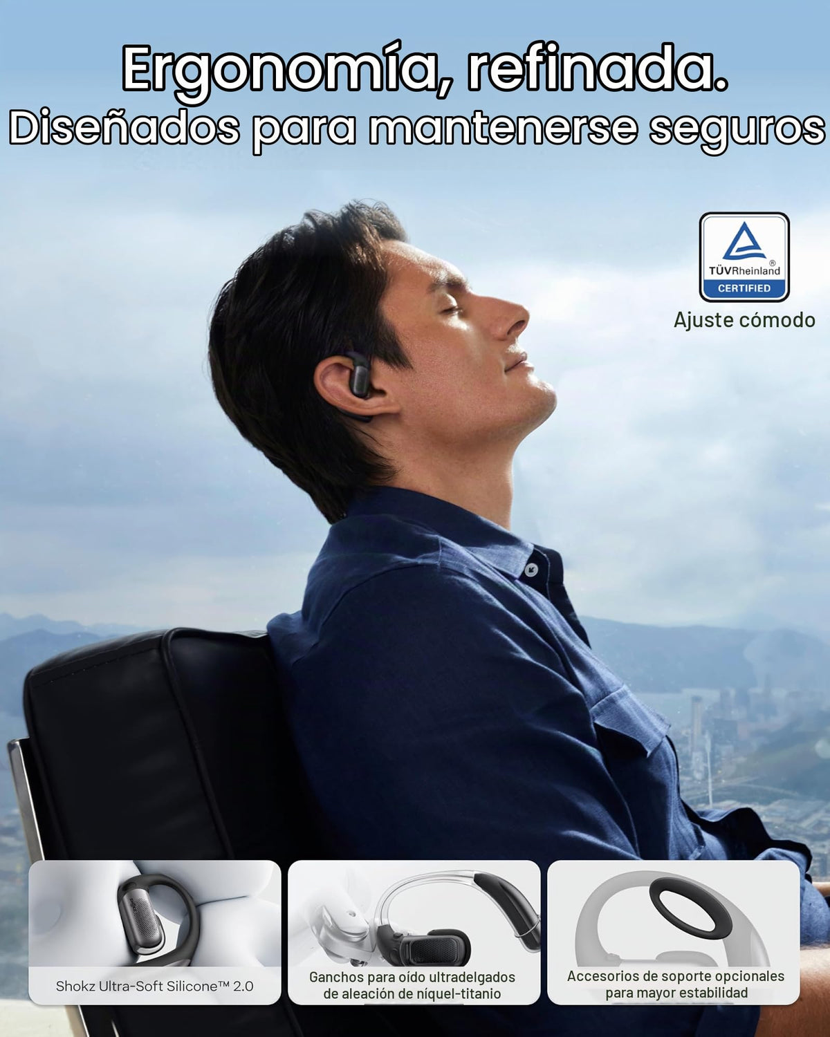 Auriculares Inalámbricos SHOKZ Negro de Oído Abierto con Reducción de Ruido y Llamadas Claras para Trabajo y Deportes