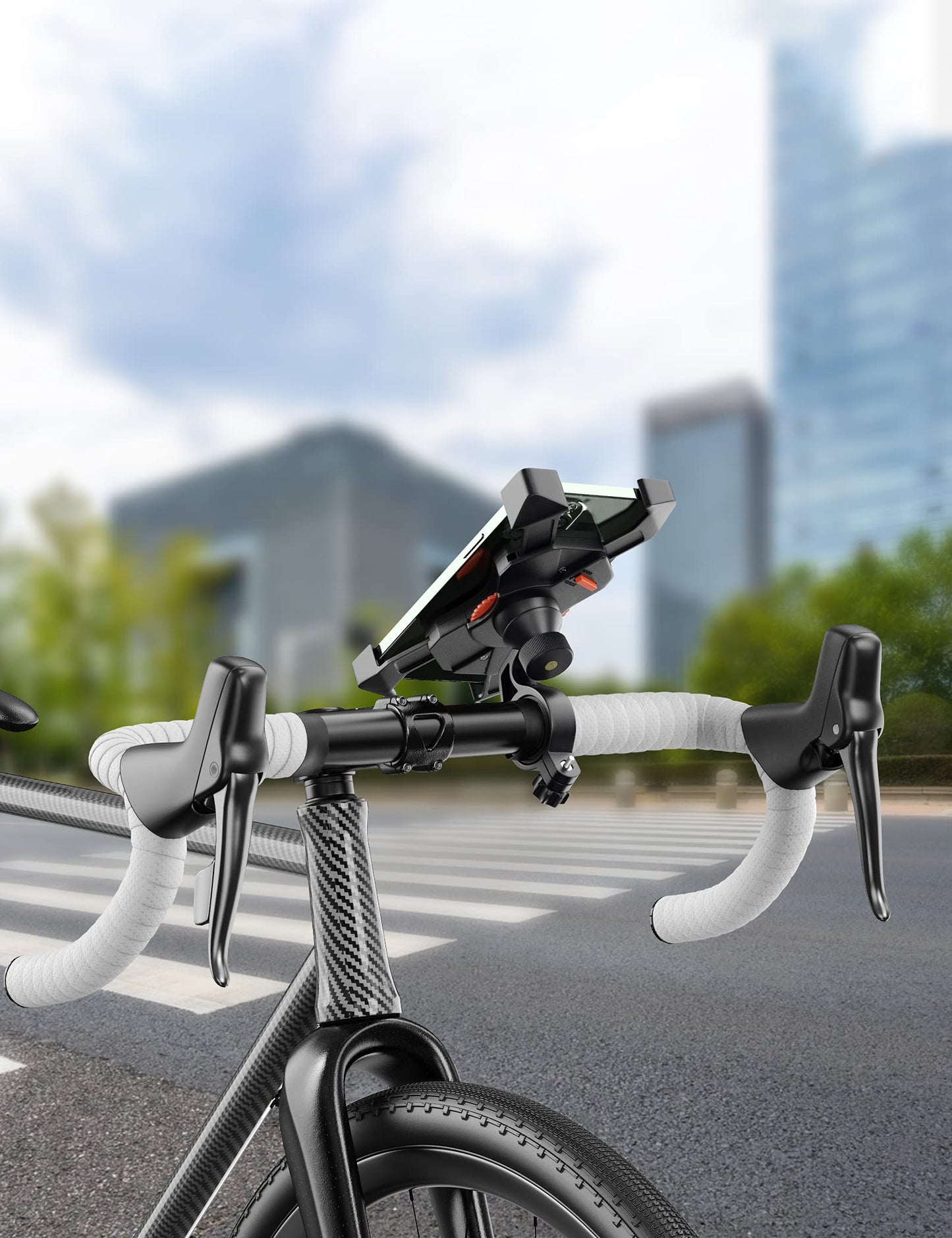 Grefay Soporte Movil Bicicleta, Soporte Universal Manillar Motocicleta para 3.5"-6.5" Smartphones con Rotación 360°