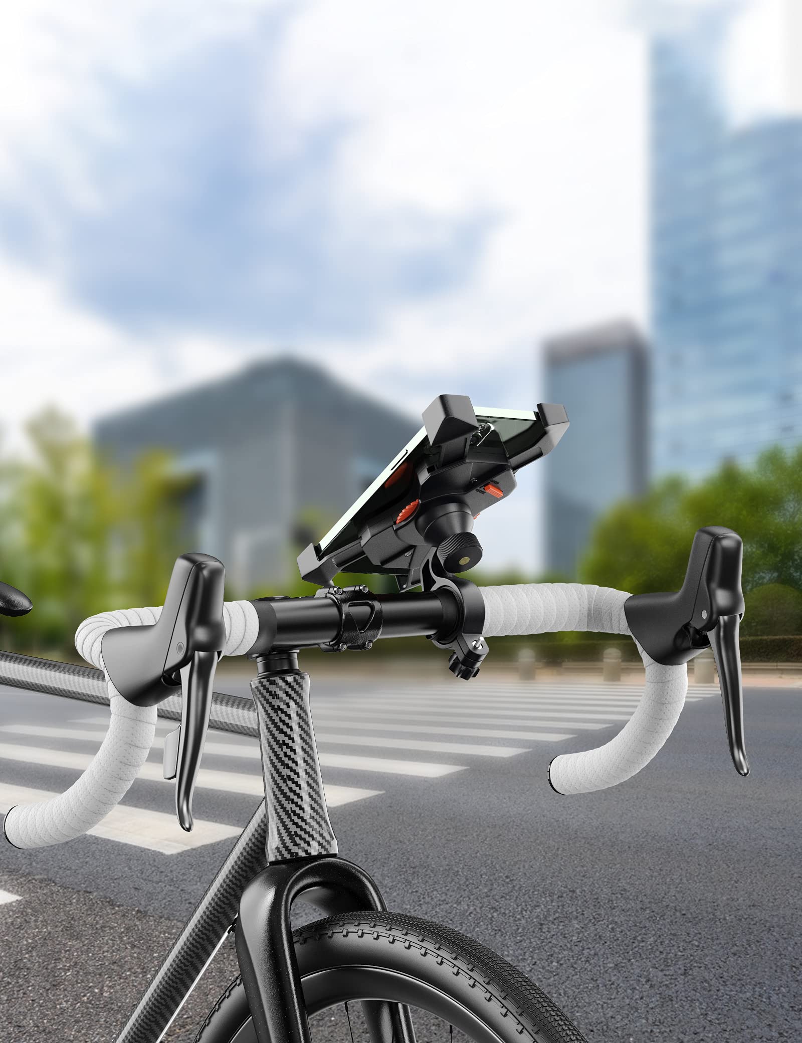 Grefay Soporte Movil Bicicleta, Soporte Universal Manillar Motocicleta para 3.5"-6.5" Smartphones con Rotación 360°