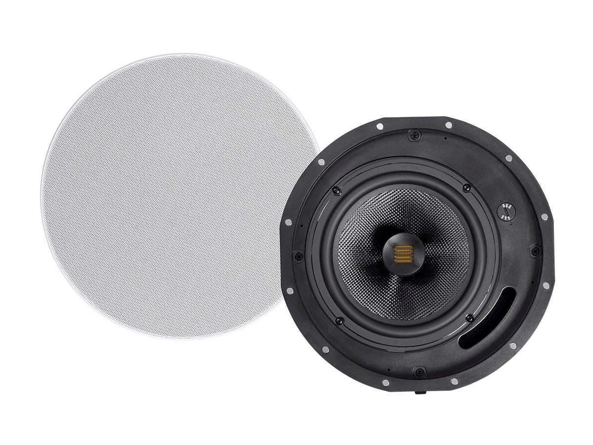 Mono Amber 2-Way Carbon Fiber Ceiling Speakers - 6.5 Inch with Magnetic Grille and Ribbon Tweeter (Pair)