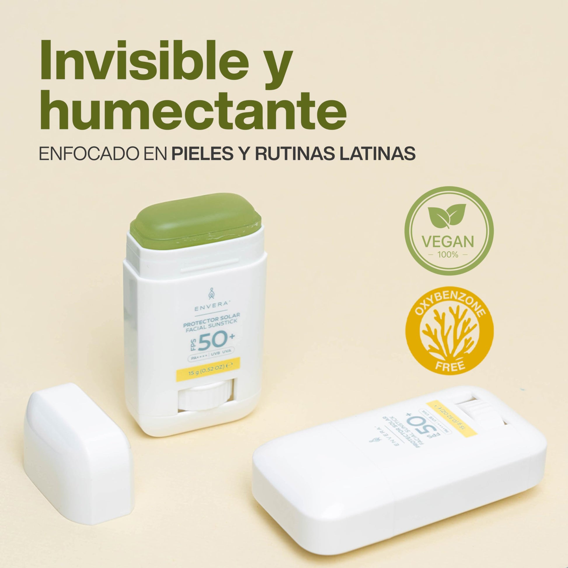 ENVERA Kit "En mi bolsillo" Protector en Barra Invisible + Protector solar Facial en barra con Color para mejillas, párpados y labios | Regalos para Mujer San Valentin