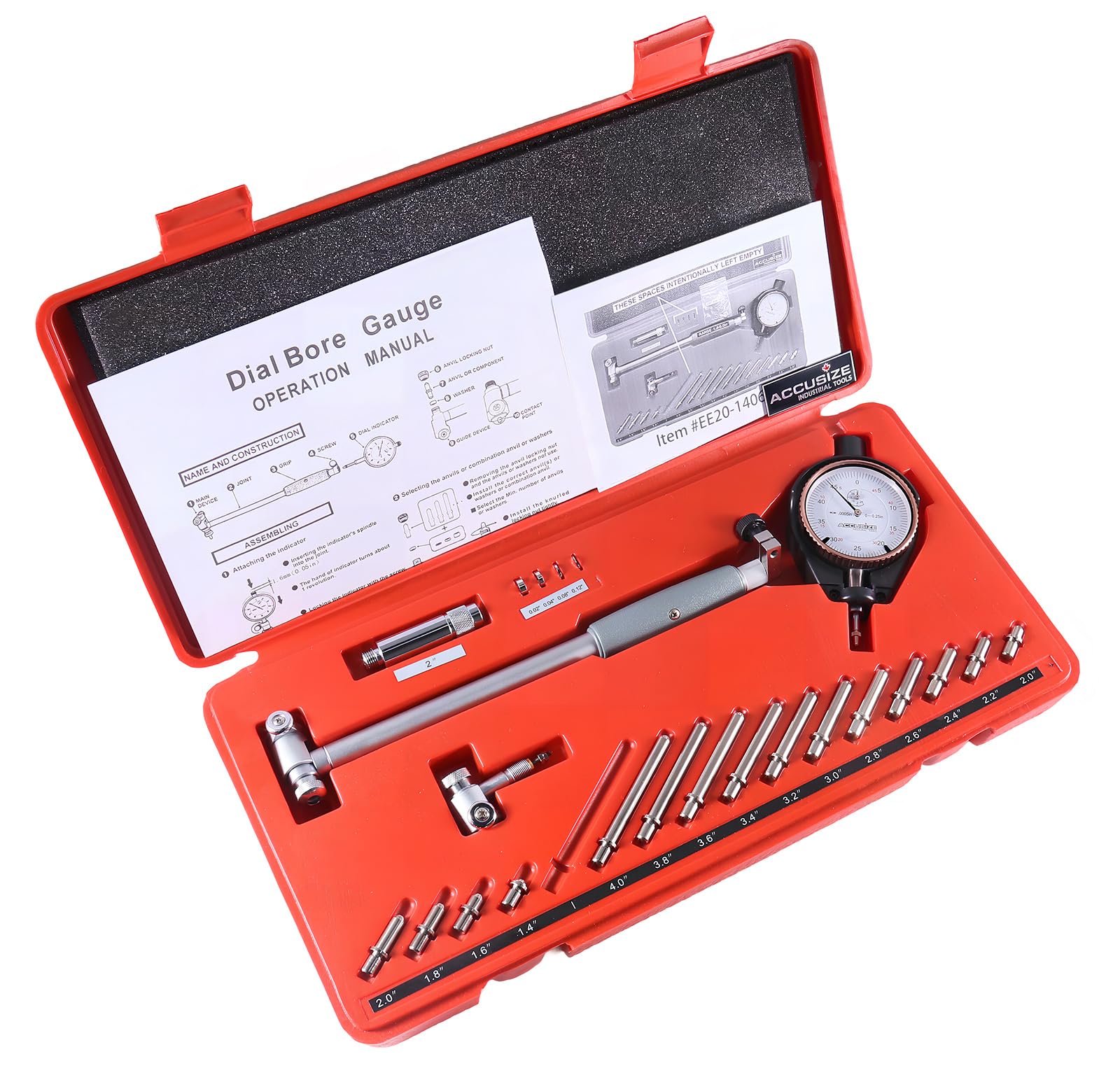Juego de Calibradores de Esfera Accusize Industrial Tools Metal 1.4 a 6 Pulgadas Graduación 0.000 Pulgadas