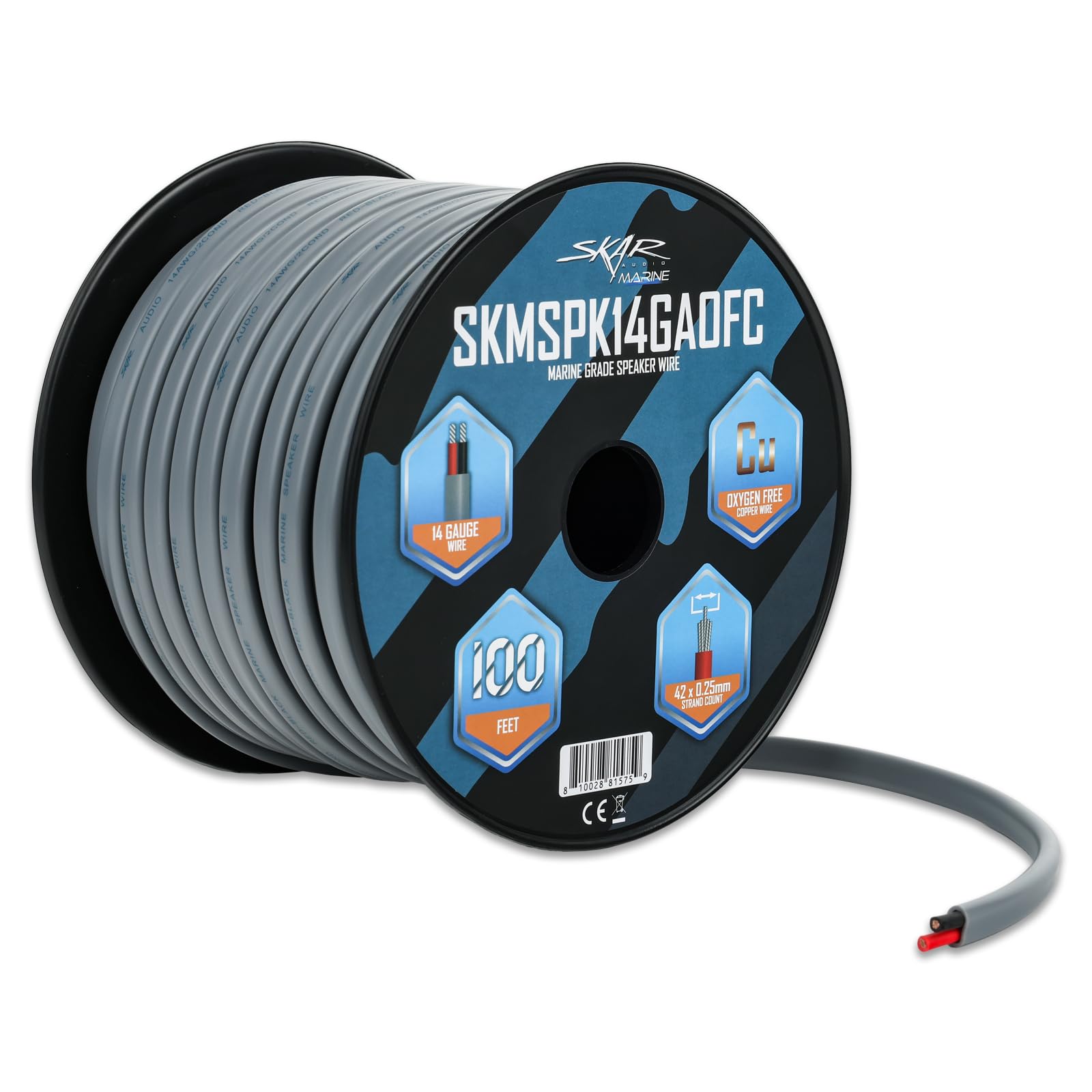 Skar Audio 14 calibre (AWG) Elite Marine Grade cobre estañado OFC Cable de altavoz de audio estañado de grado marino, 100 pies
