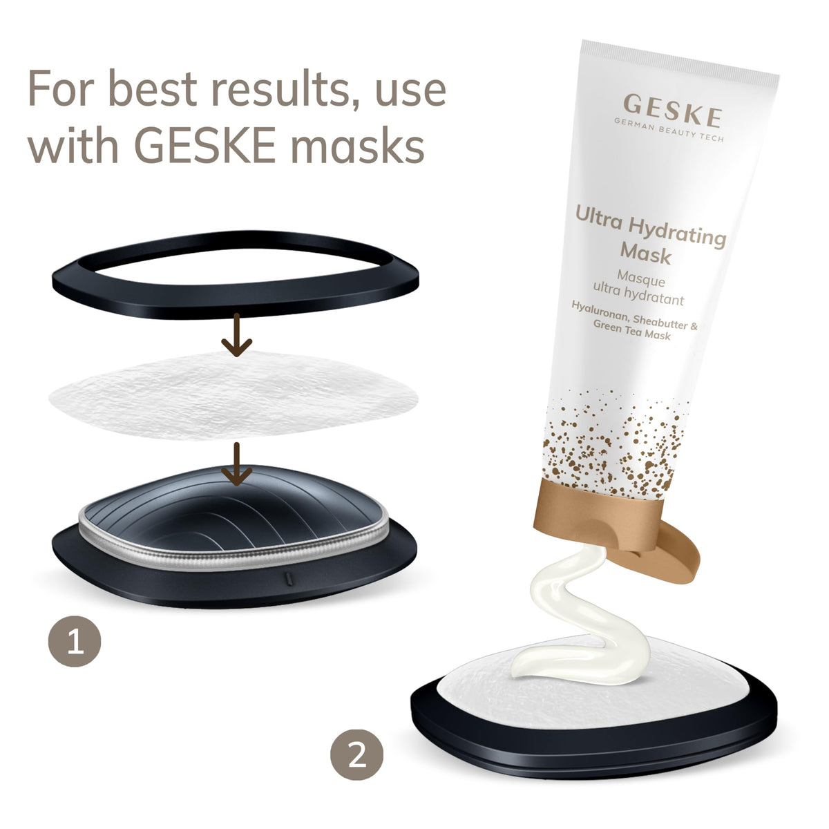 GESKE | SmartAppGuided™ Sonic Warm & Cool Mask | 9 en 1 | Máscara facial LED de belleza | Espectro LED completo y terapia de luz roja | Calor/frío | Mayor absorción de productosl | masajeador facial