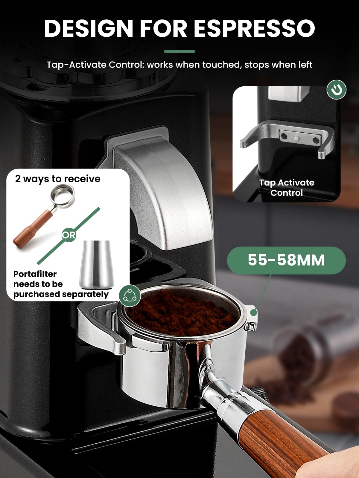 Huanyu molinillo de café eléctrico ajustable molino de fresa plana con 19 ajustes de molienda precisa 35OZ 36Cups de café de grano de la máquina de molienda de actualización automática de punto de acción para Espresso Francés Prensa turco