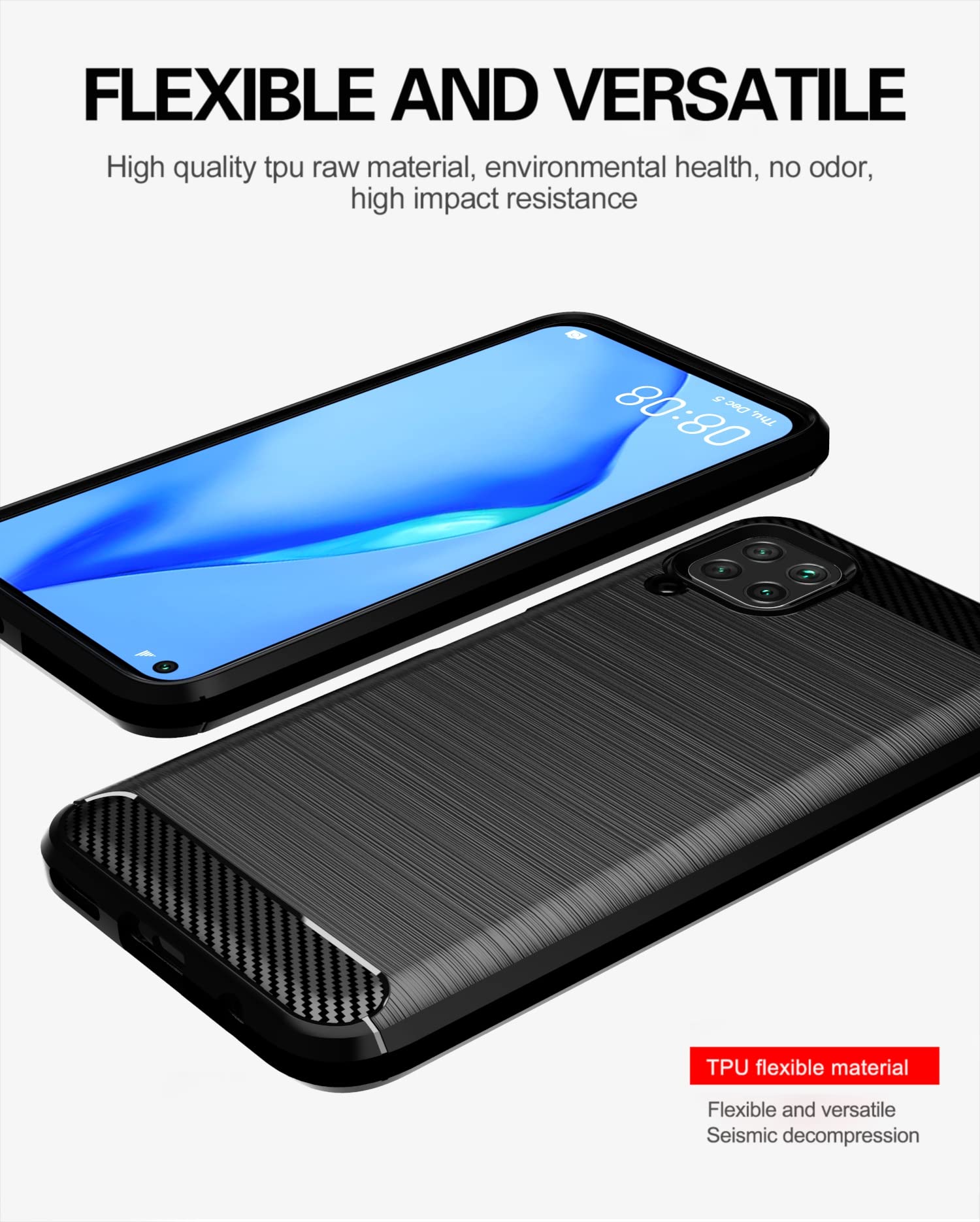 Funda Uso Rudo USDILU para Huawei P40 Lite Negro TPU Suave Silicón Flexible