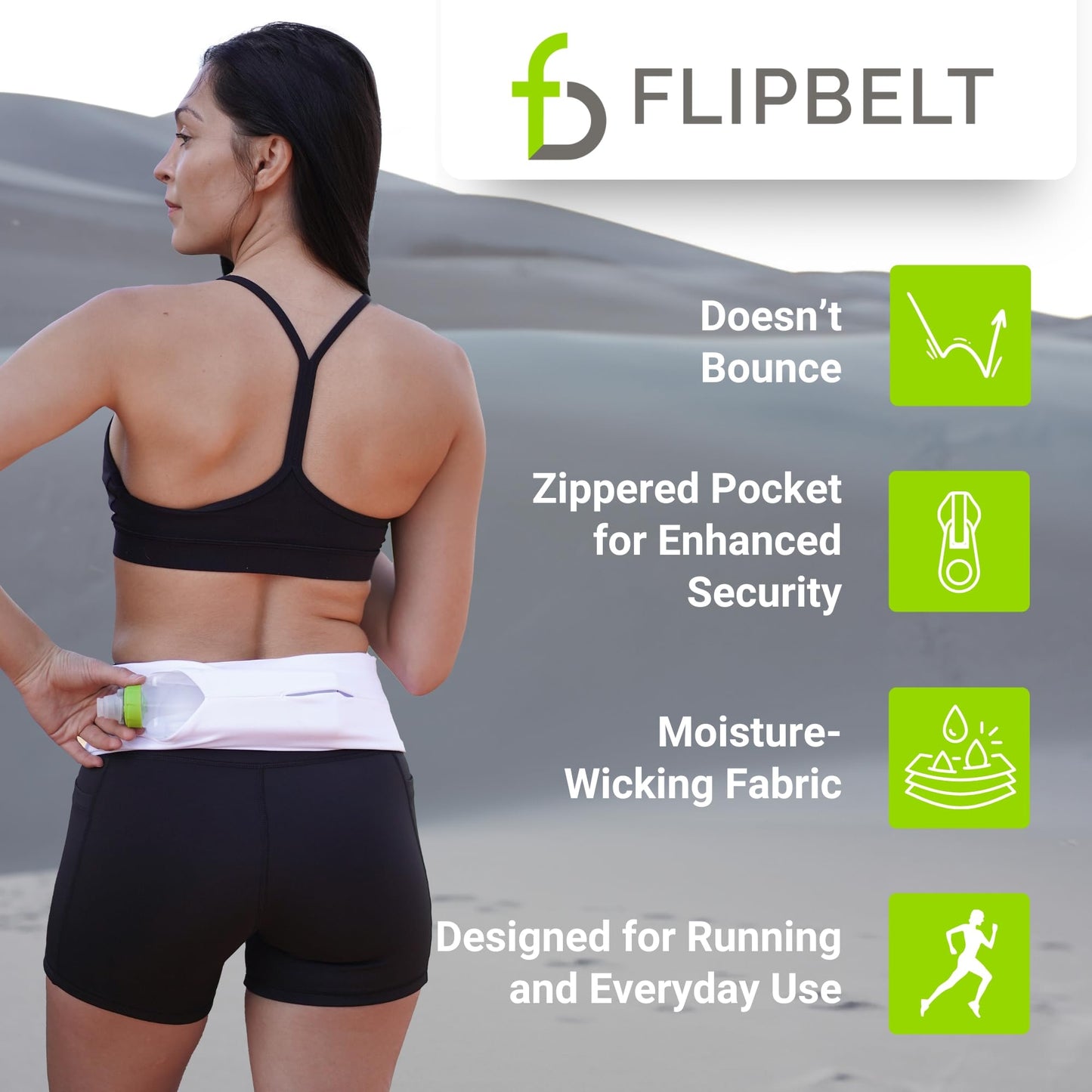 Cinturón de Entrenamiento FlipBelt Negro Mediano para Correr y Fitness