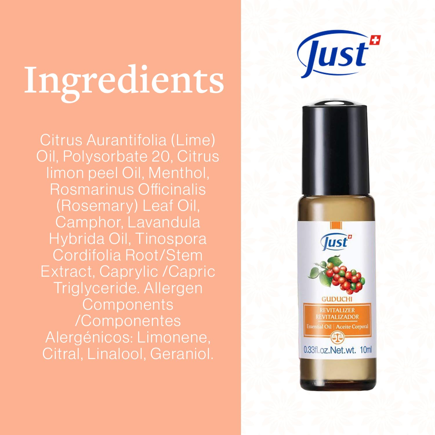SwissJust Guduchi Revitalizer Roll-On Aceites esenciales de 5 ml por . Extracto de Guduchi, con aceite de limón, aceite de romero, alcanfor y aceite de lavanda te revitaliza y te ayuda a recuperar tu energía perdida