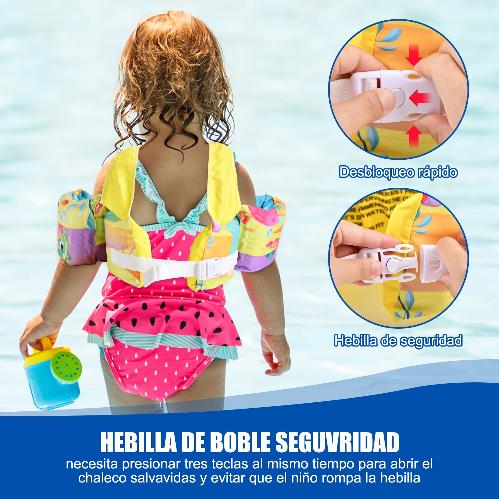 Chaleco Salvavidas VVYY8985 Niño Ajustable para Piscina, Parque Acuático y Playa