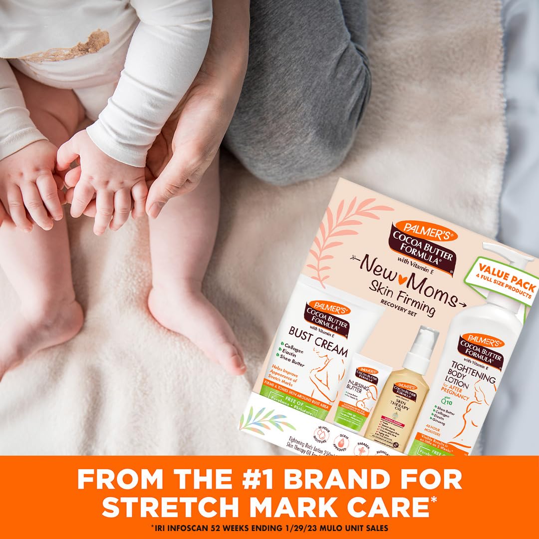Skin Recovery Set for New Moms from Palmer's Cocoa Butter Formula | Skincare Essentials for After Pregnancy Care | Free of Parabens & Phthalates | 4 Piece Kit