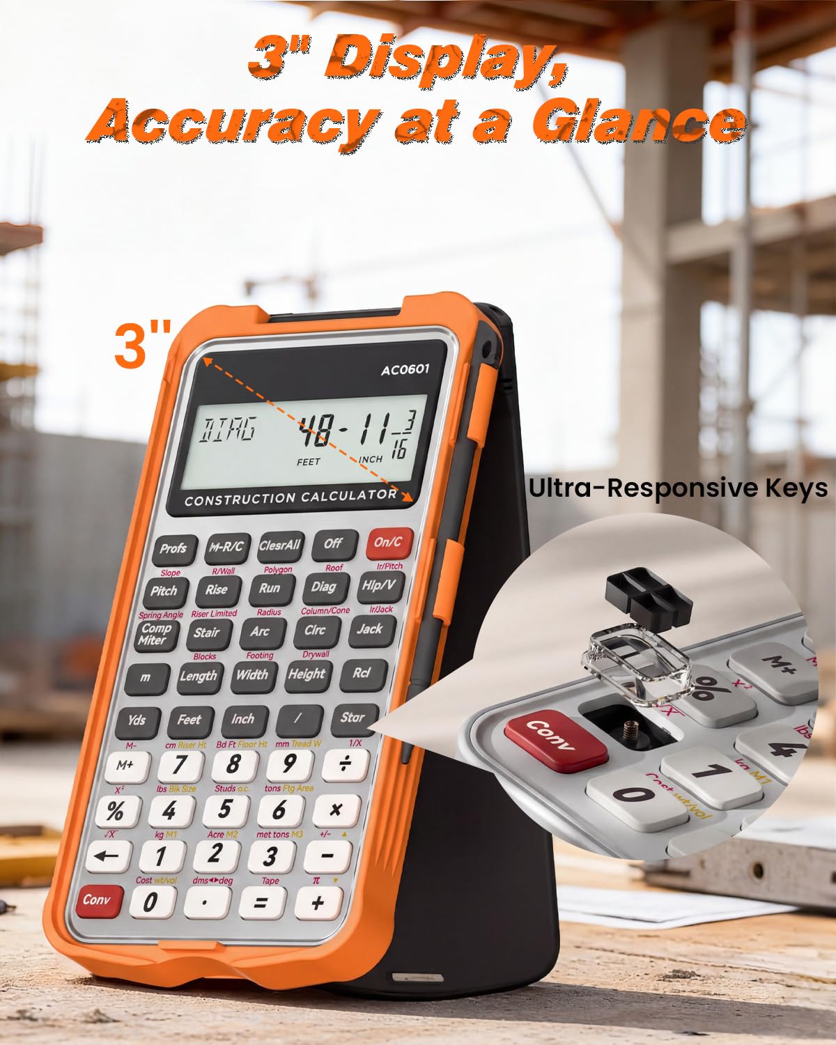 Calculadora de Construcción ROATEE Plateada con Tableta de Escritura