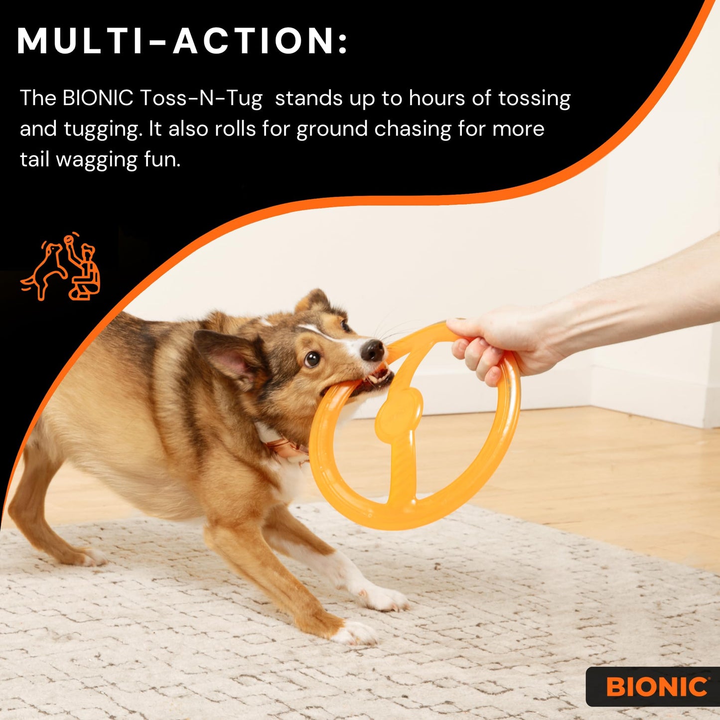 BIONIC Toss-N-Tug - Juguete para Perros de Alta Visibilidad, diseño Ligero para masticadores Ligeros