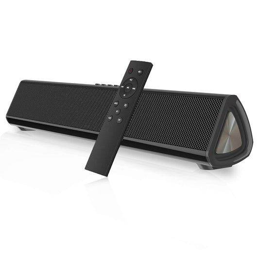 Barra de sonido portátil para TV/PC, 105dB Bluetooth 5.0 barra de sonido inalámbrica y con cable con batería de 2200 mAh, sonido envolvente 3D de cine en casa, subwoofer integrado con control remoto