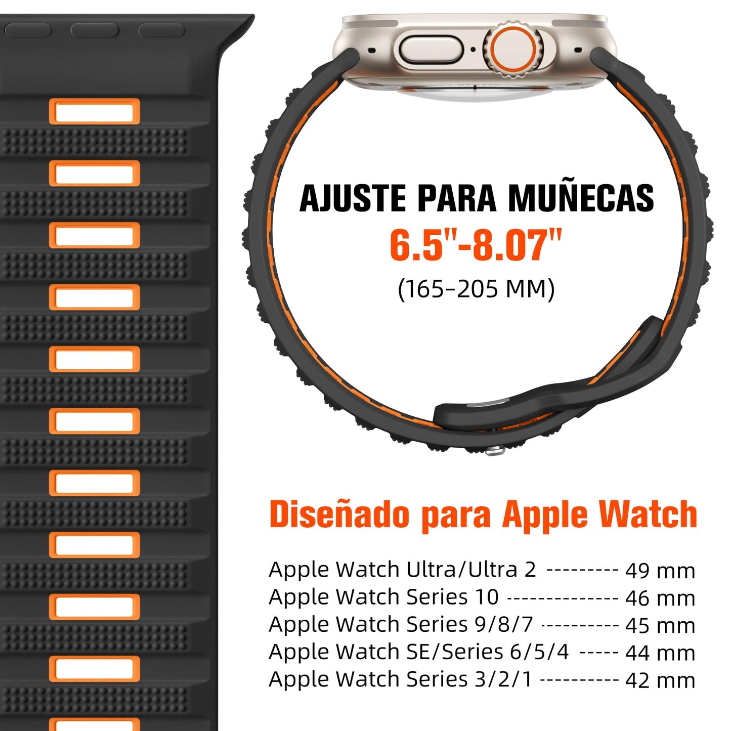 Correas Deportivas Vcegari Negras Compatibles con Apple Watch Ultra para Hombre