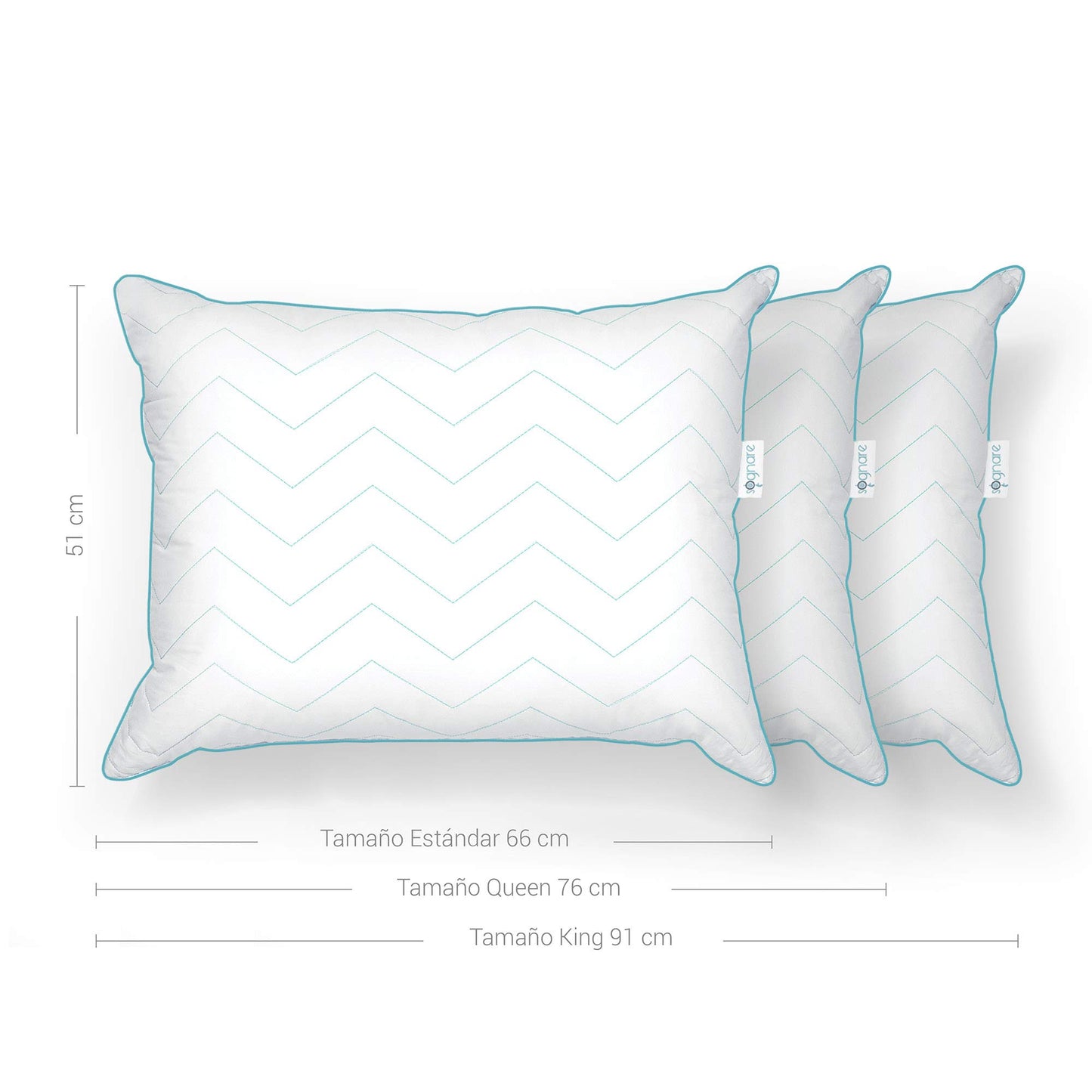 Almohada Sognare Fussion Estándar Relleno Suave Hipoalergénica Antiácaros Lavable