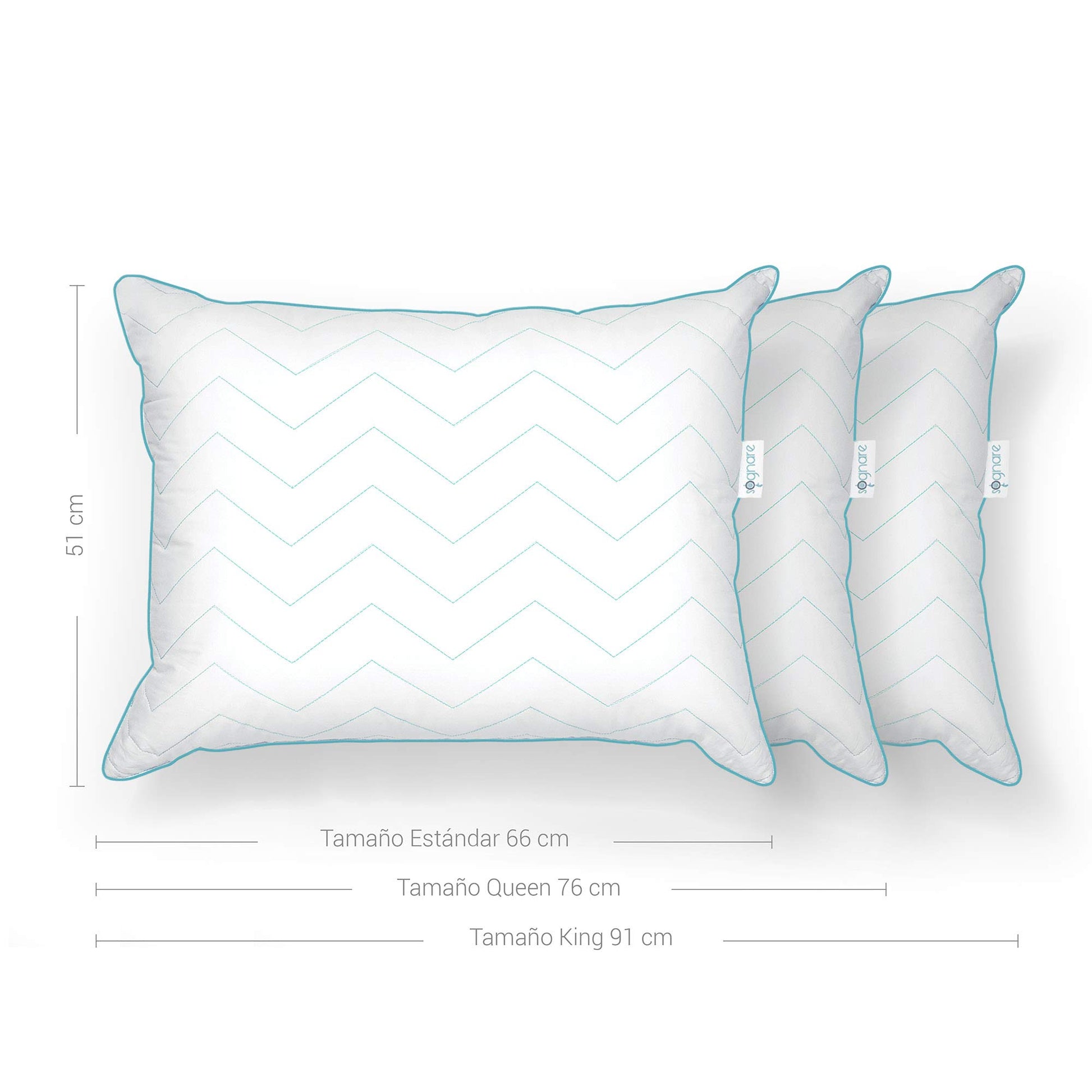 Almohada Sognare Fussion Estándar Relleno Suave Hipoalergénica Antiácaros Lavable