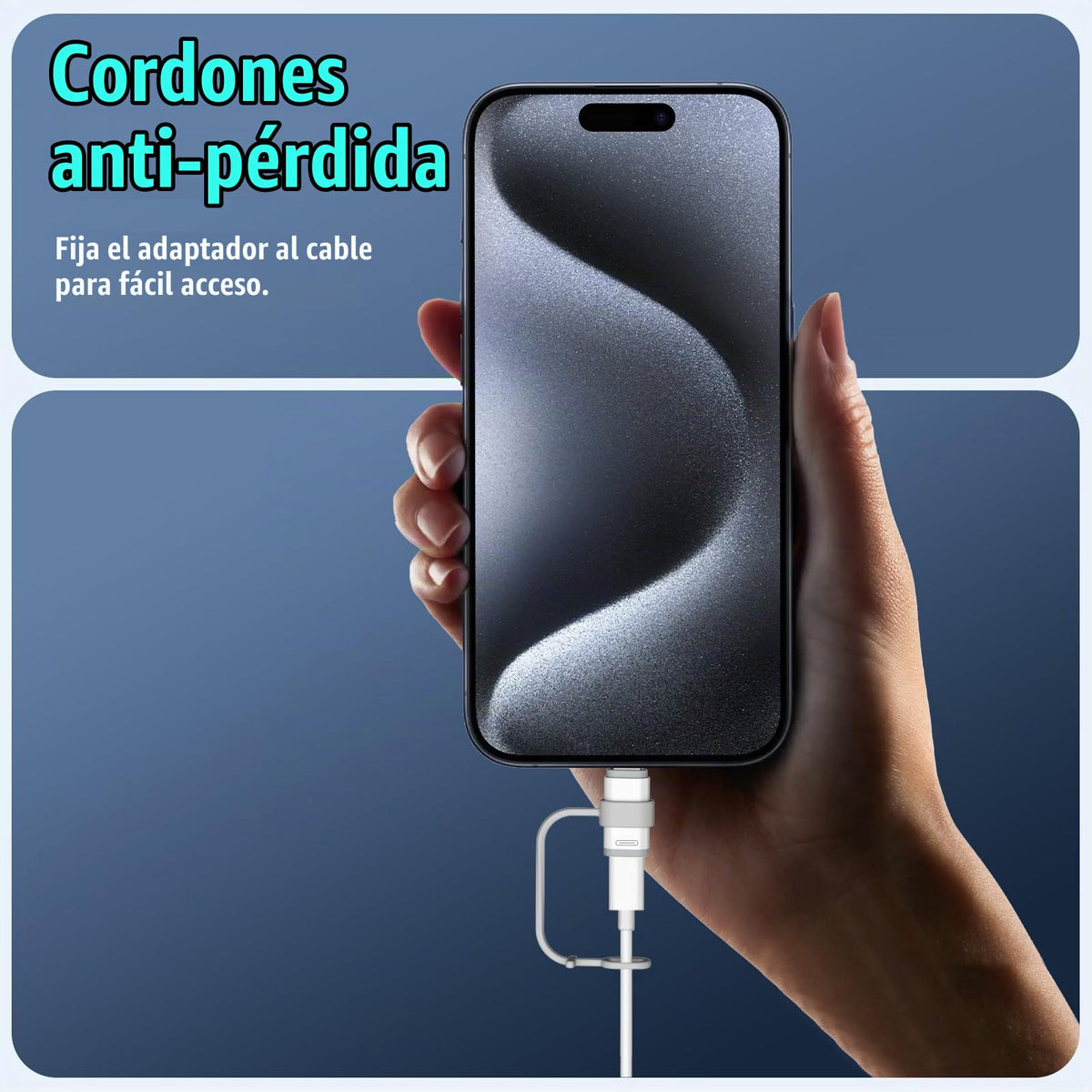 Adaptador Lighting a USB C TiMOVO Blanco con Lazo Antipérdida