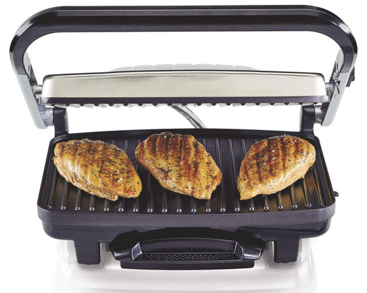 Hamilton Beach (25410) Panini Press, Sandwich Maker & Grill, Electric, 95" Cooking Surface, Stainless Steel