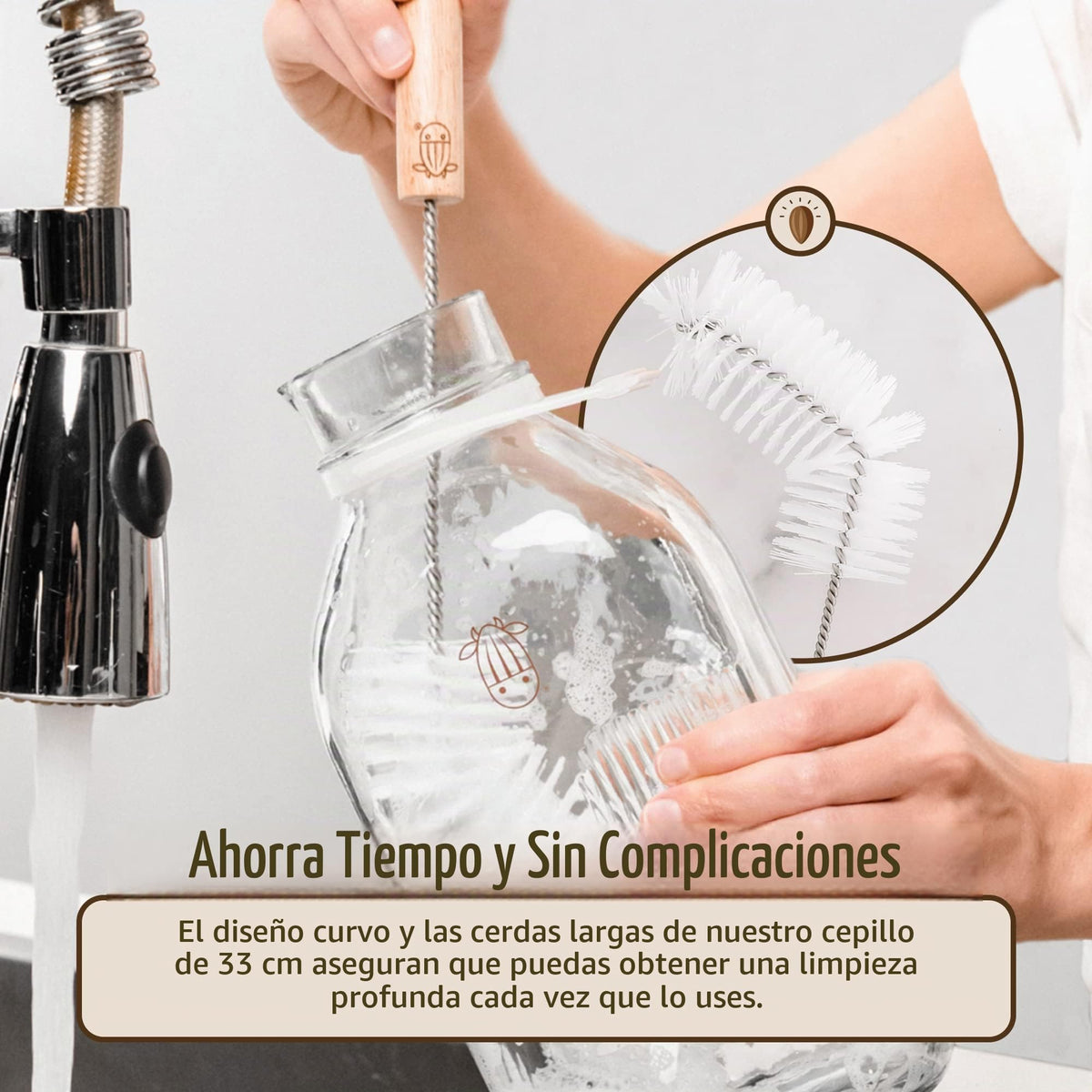 Cepillo para Polvo Limpiador de Botellas de Leche de Vaca de almendras para Limpieza, Cepillo para Polvo Limpiador de Botellas de Alta Calidad con diseño en ángulo para Botellas de Leche, cepillos de