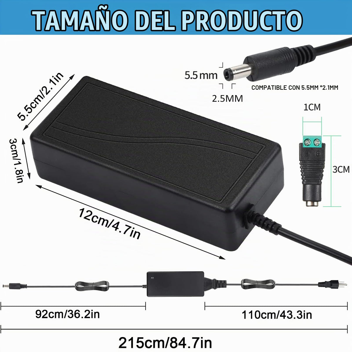Adaptador de Alimentación Meiyue Negro 12V 6A para Luces de Barra LED