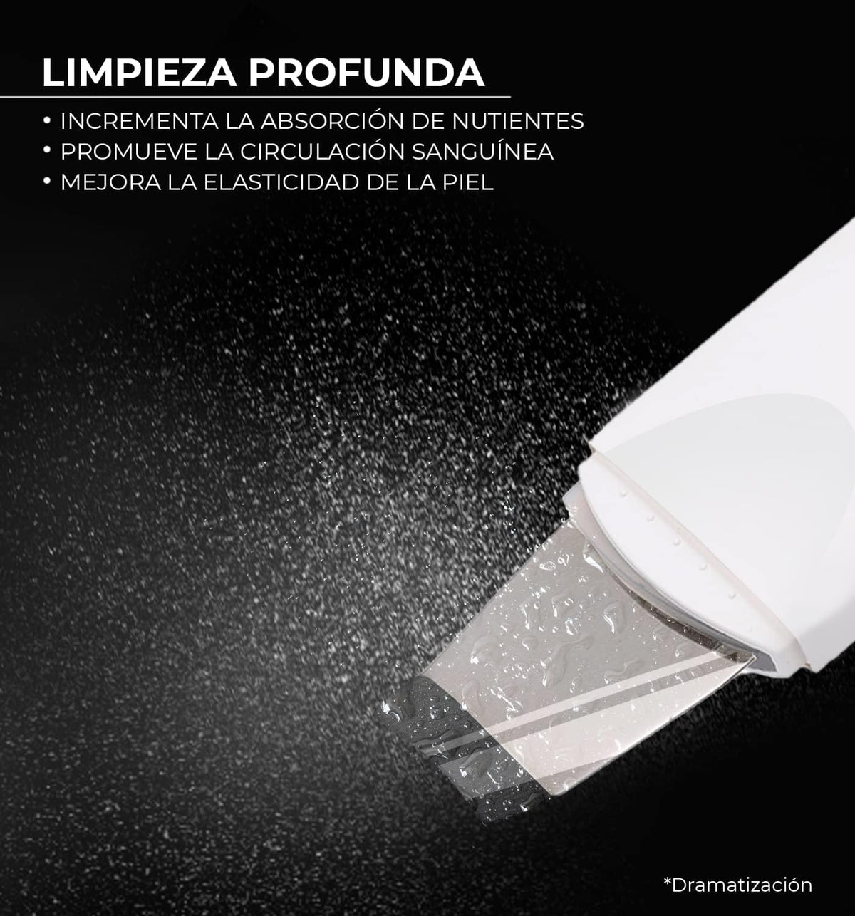 CLEOSKIN. Espátula Peeling Ultrasónico para remover espinillas y puntos negros. Incluye 2 fundas de silicona para limpieza facial y 4 agujas de acero para espinillas