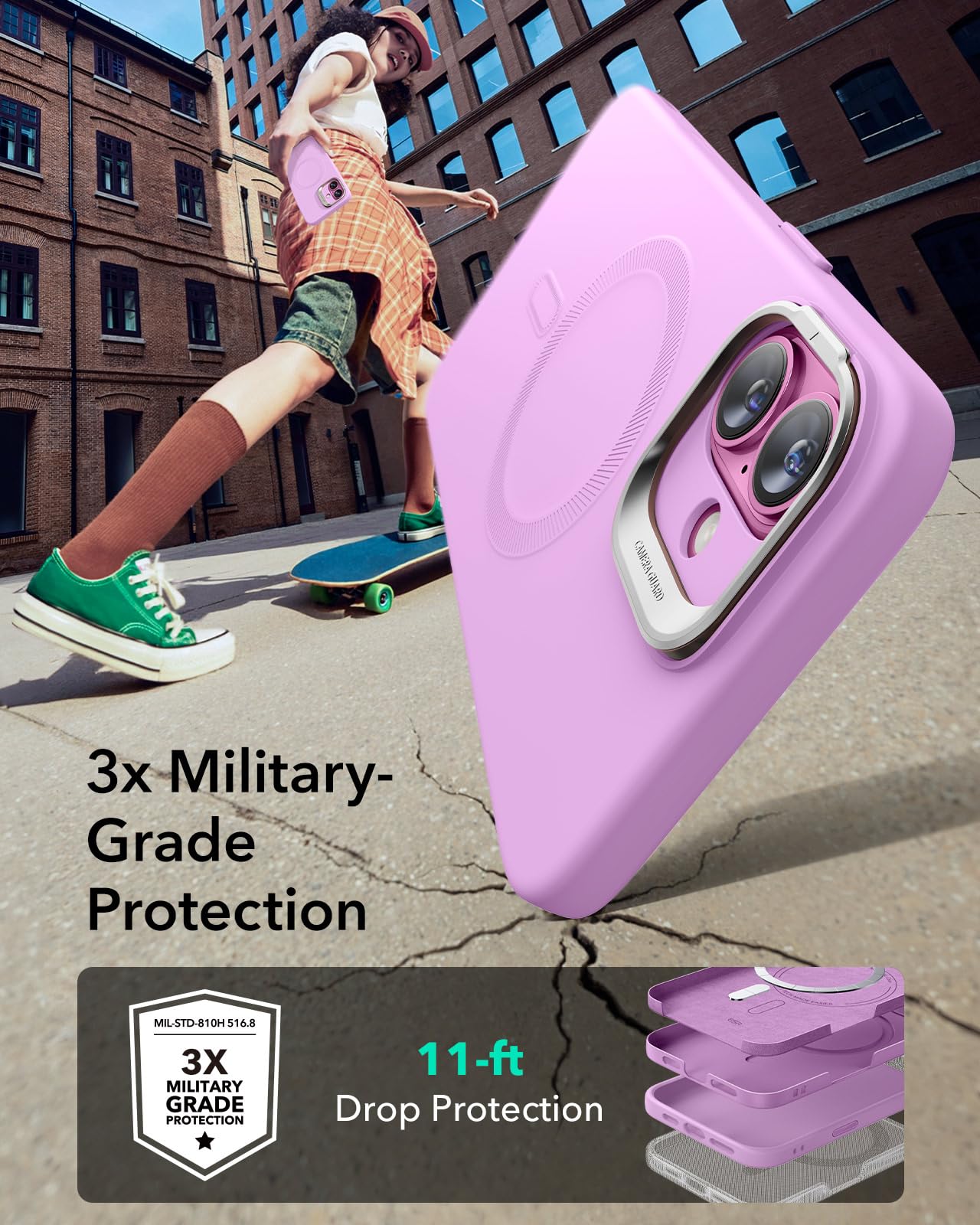 ESR - Funda para iPhone 16 Plus de silicona con botón de control de cámara y soporte, compatible con MagSafe, soporte para cámara integrado, funda magnética para iPhone 16 Pro Max, serie Cloud, rosa
