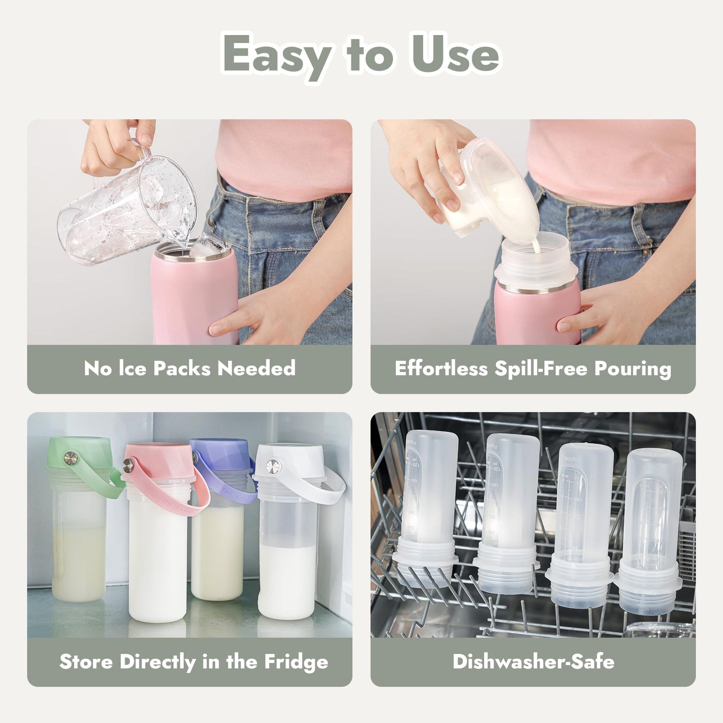 HEYTRIP Botella enfriadora de leche materna aislada al aspiradora, enfriador portátil de leche materna de acero inoxidable de 20 onzas, contenedor reutilizable de almacenamiento de leche materna