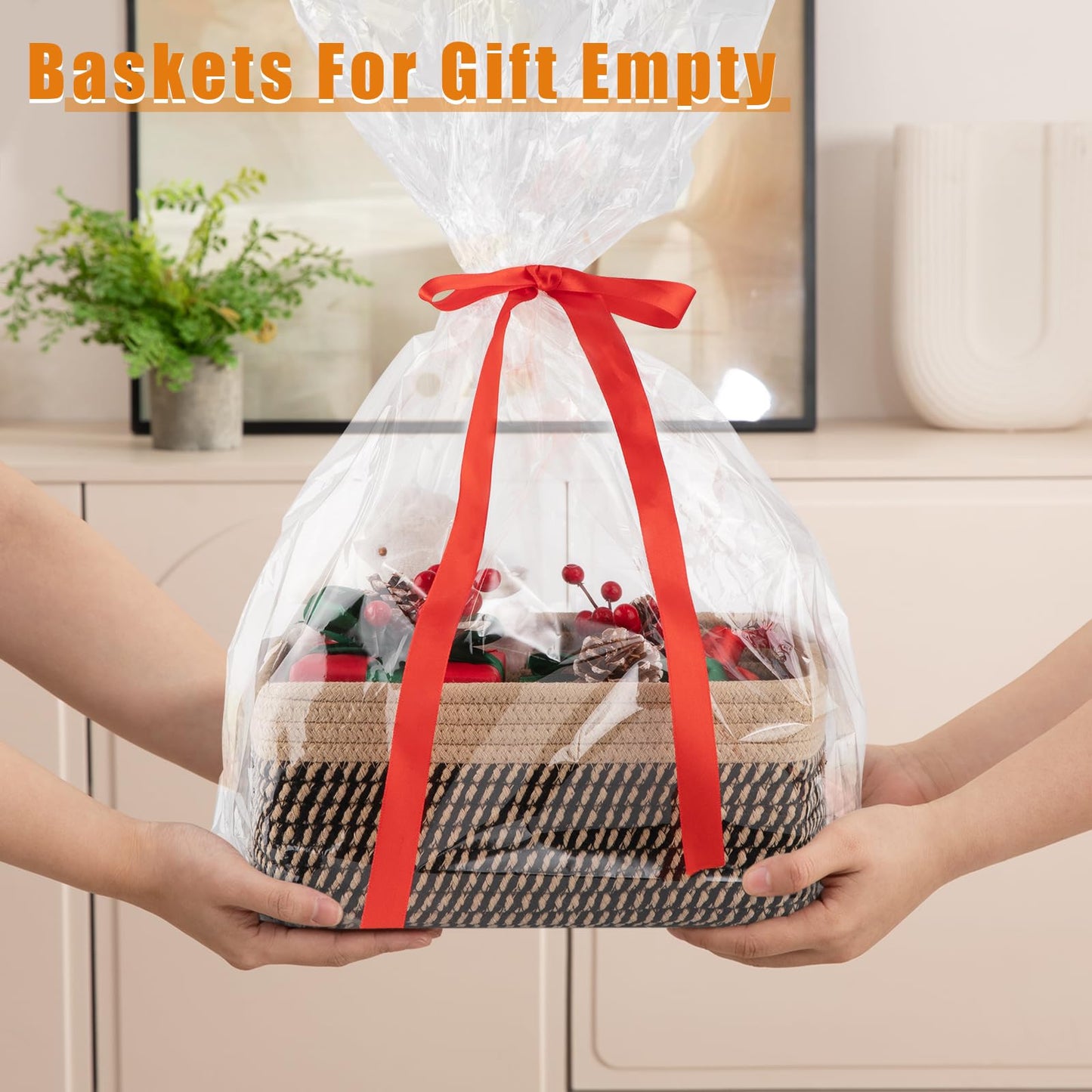OIAHOMY - Paquete de 4 cestas de almacenamiento para organizar, cubos pequeños para estantes, lindos cubos de almacenamiento decorativos, cestas organizadoras para regalos vacíos, 11.8 pulgadas de