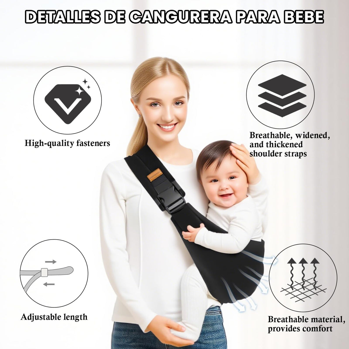 CAVIGLTE Cangurera para Bebe, Ajustable para Canguro para Bebé, Mochila Ergonomica Bebe para Senderismo Infantil