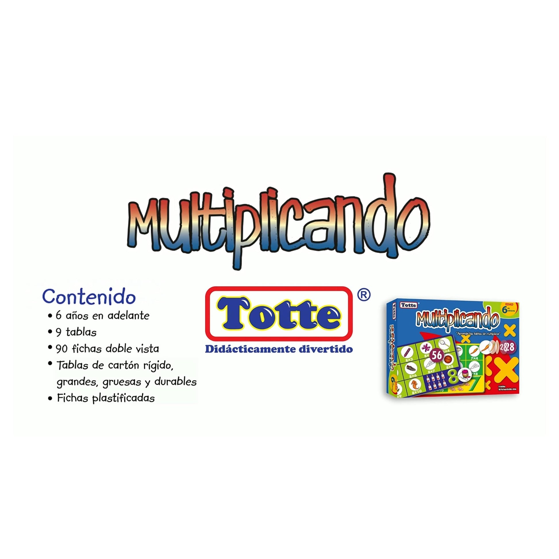 Juego Educativo de Matemáticas Totte Multiplicar Infantil Extra Grandes y Durables