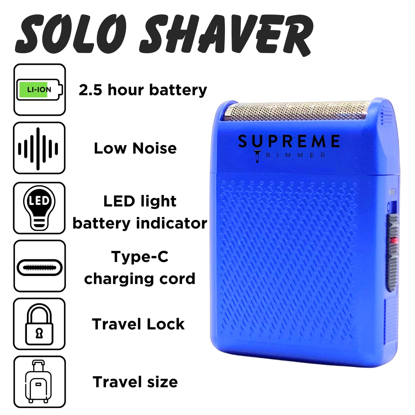 Supreme Trimmer - Afeitadora de papel individual STF101 (150 minutos de duración), inalámbrica, potente, USB-C, mini, para barberos y uso personal
