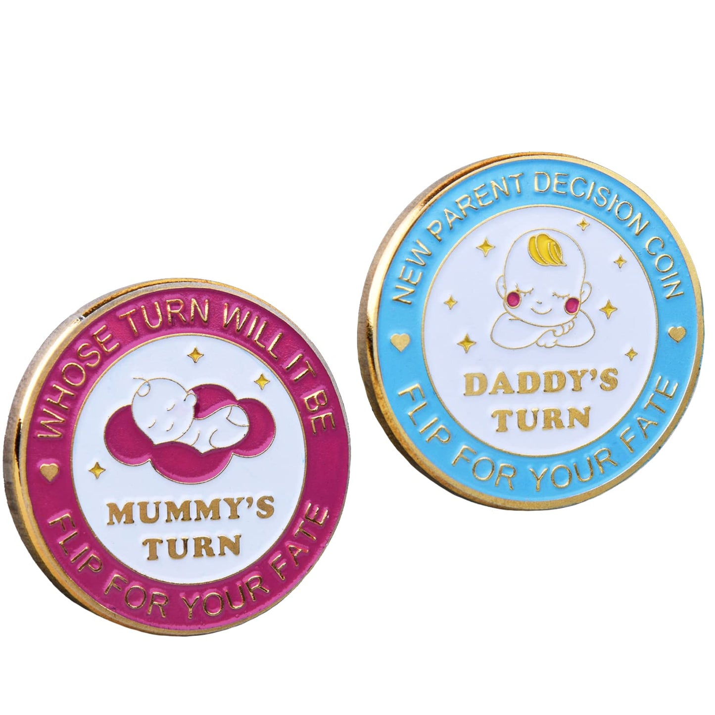 Divertida moneda para tomar decisiones de doble cara para regalos de nuevos padres