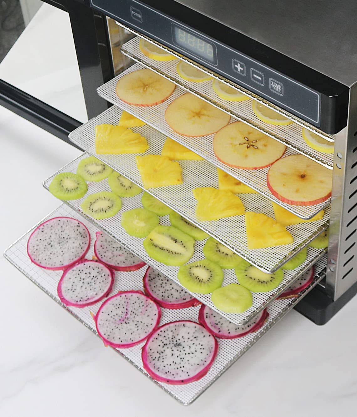 Kispog Láminas de deshidratador de silicona para frutas, Jerky, hierbas de malla secadora 30,5 x 33 cm, paquete de 6