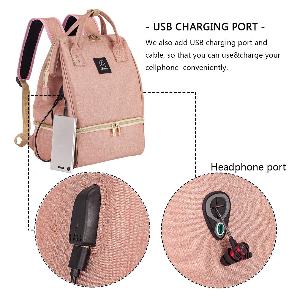 Mochila para sacaleches, doble capa para madre al aire última intervensión, bolsa de trabajo grande, Rosado, Classic