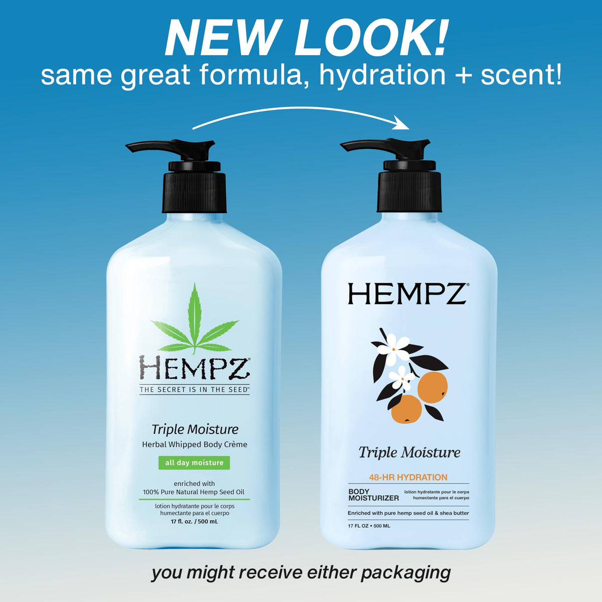 Hempz Triple Moisture Herbal Whipped Body Creme Unisex Body Cream 17 oz