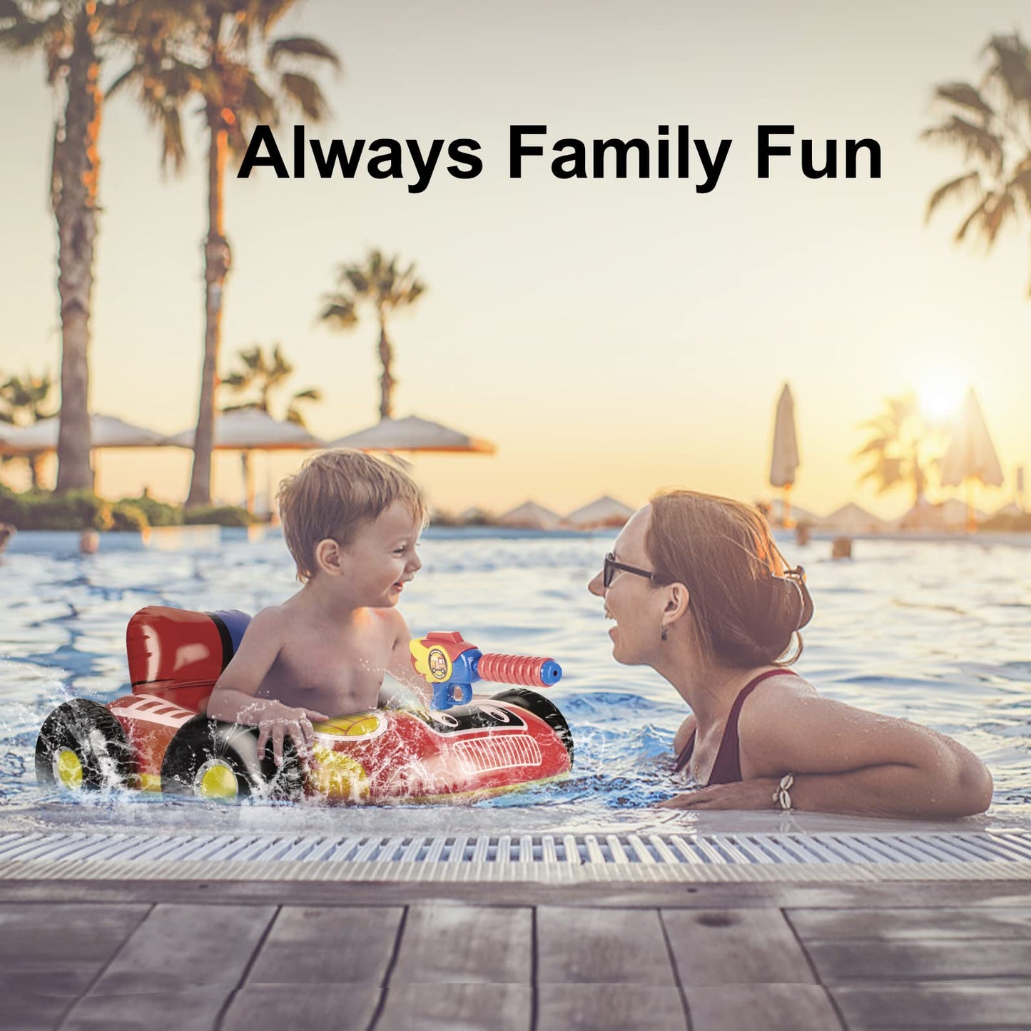 Flotadores de Piscina para Niños Camión de Bomberos con Pistola de Agua