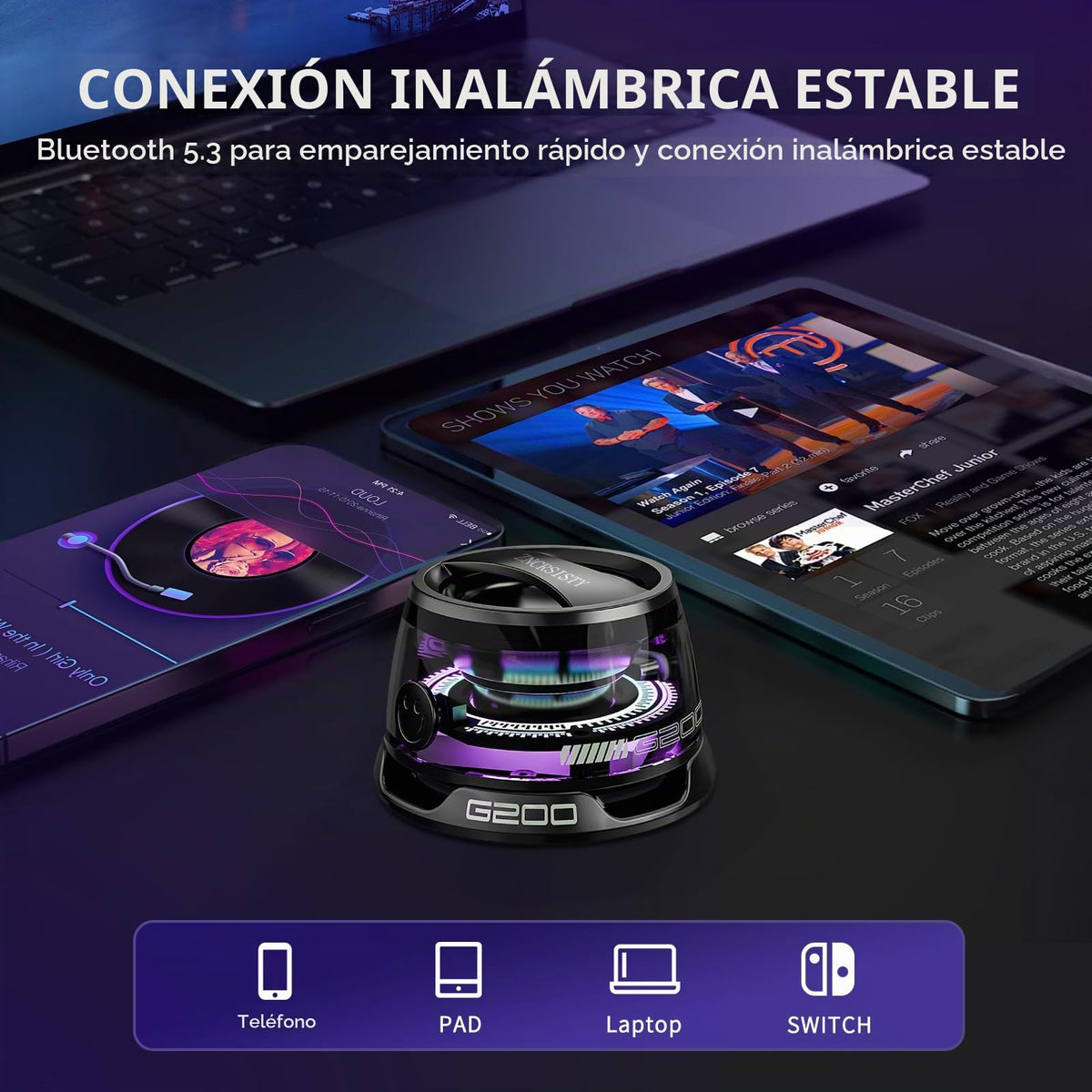 Altavoz Bluetooth Portátil ZNCRSISTY G200 Magnético RGB para Adolescentes