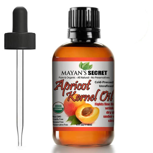 Apricot Kernel Oil 100% pure & Natural Cold Pressed, Unrefined in Amber Glass Bottle w/Glass Eyedropper for Easy Application 4oz
