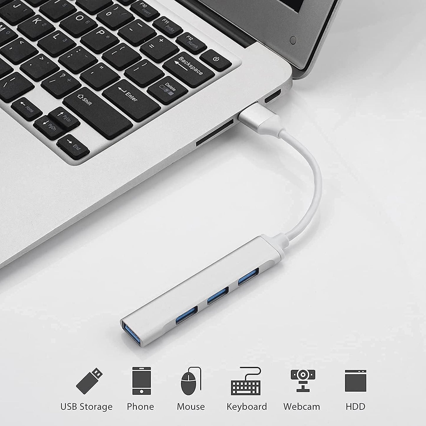 Hub USB MORNWELL Negro Ultradelgado Convertidor 4 en 1 para PC y Laptop