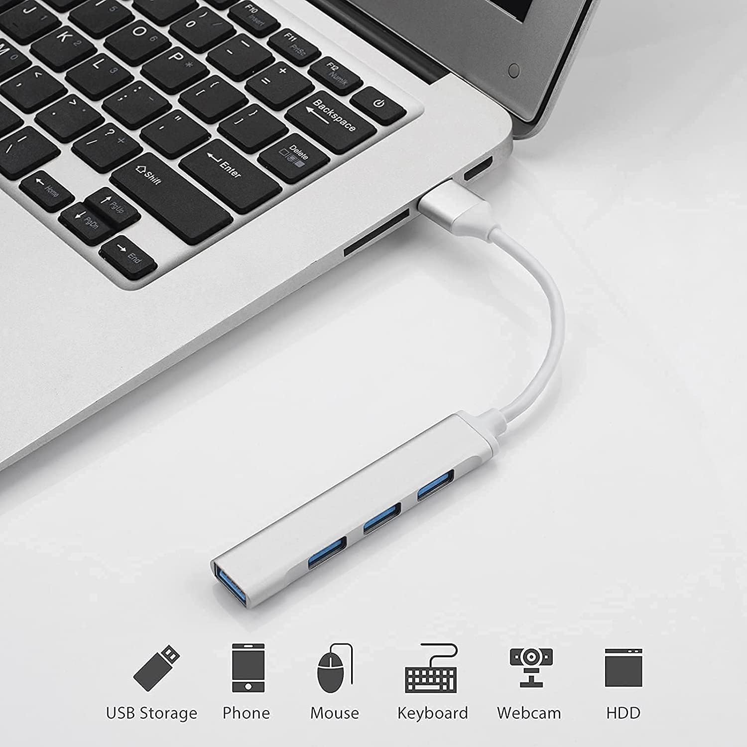 Hub USB MORNWELL Negro Ultradelgado Convertidor 4 en 1 para PC y Laptop
