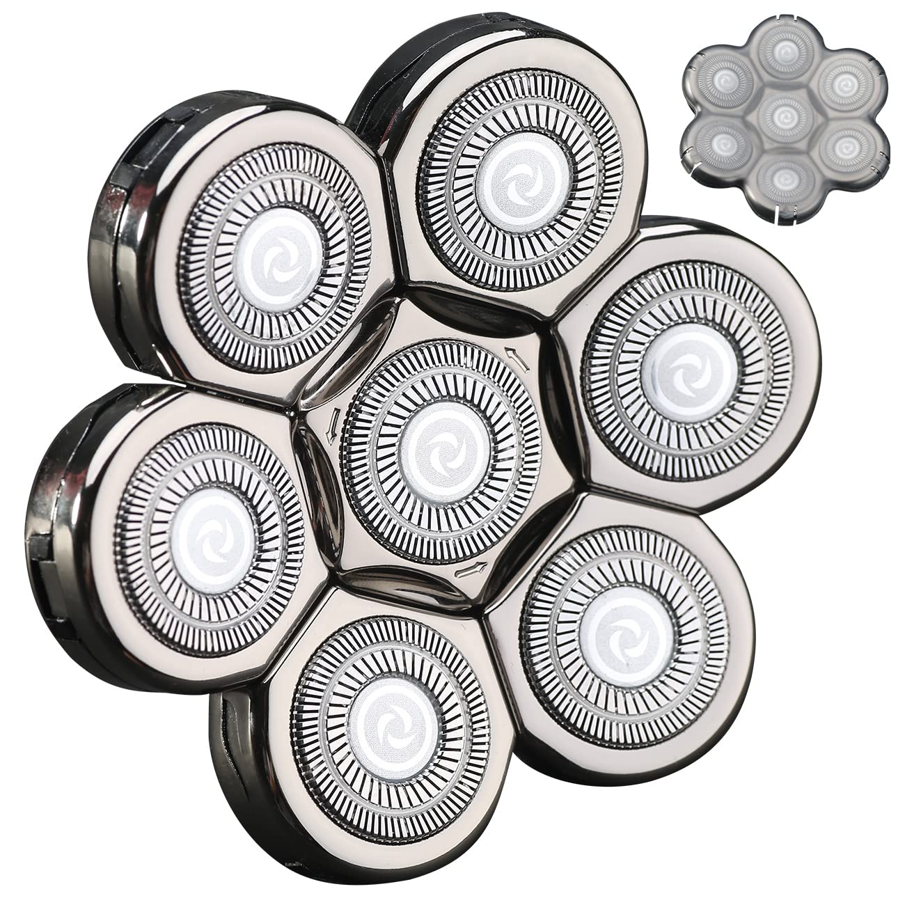 Cabezales de repuesto para afeitadora eléctrica de 7 cuchillas, cabeza de cuchilla de repuesto universal para hombres (plateado 7D)