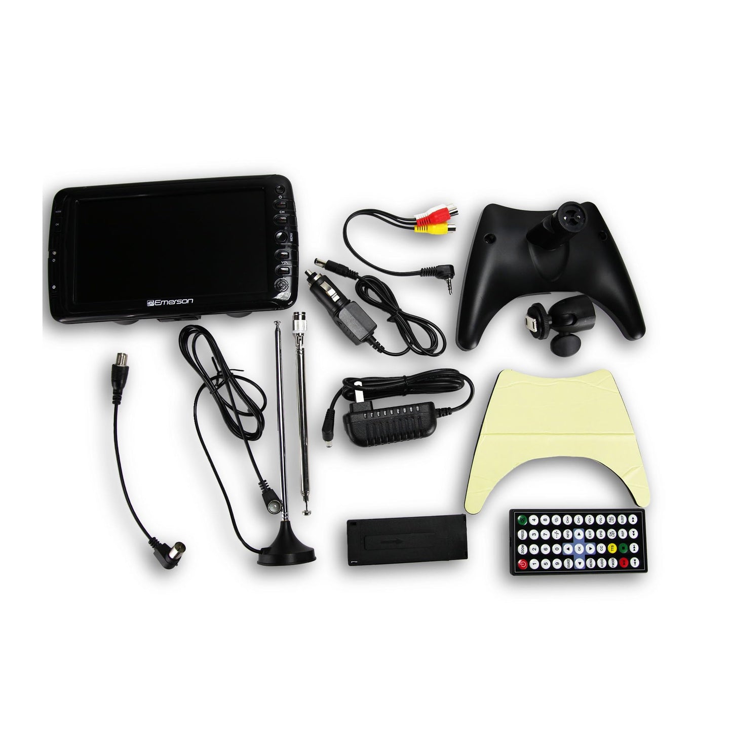 Emerson - Monitor LCD portátil de 7 Pulgadas, Funciona con Pilas Recargables con sintonizador Digital, Entrada HDMI/USB/AV, AC/DC, Control Remoto, Soporte - TV de Viaje pequeño para Coche, Camping