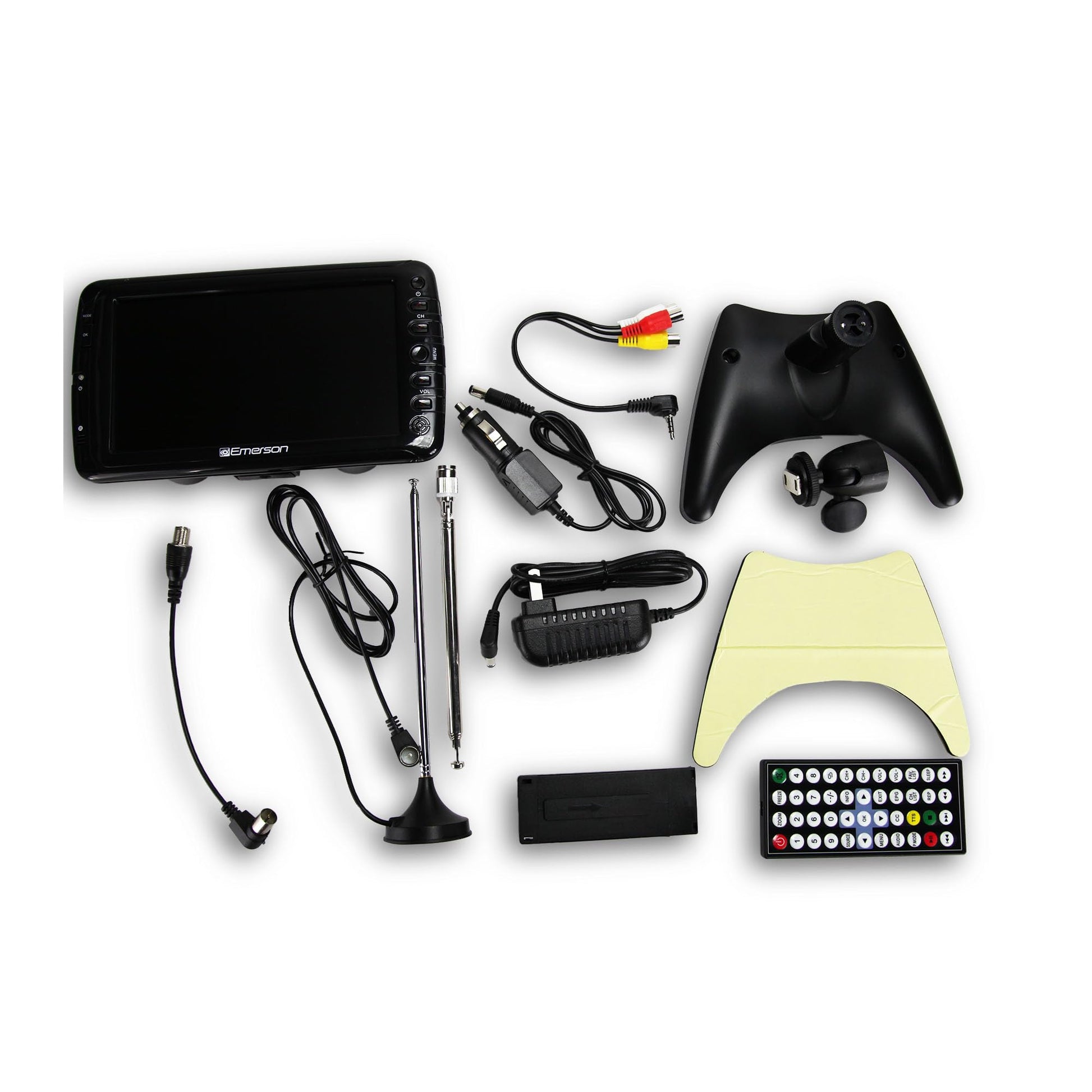 Emerson - Monitor LCD portátil de 7 Pulgadas, Funciona con Pilas Recargables con sintonizador Digital, Entrada HDMI/USB/AV, AC/DC, Control Remoto, Soporte - TV de Viaje pequeño para Coche, Camping