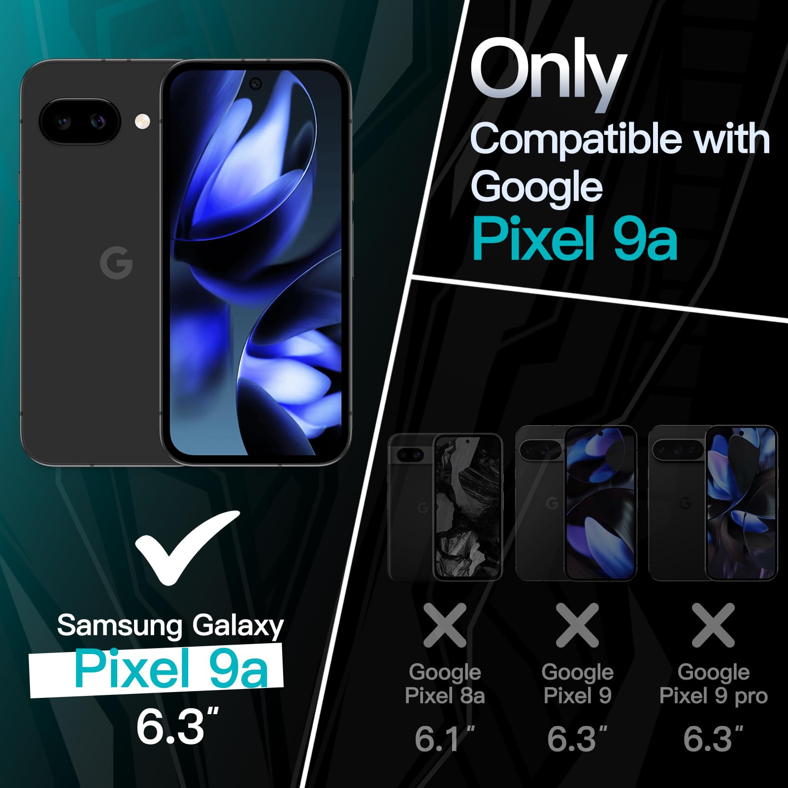 JETech Funda Fina para Google Pixel 9a 6.3 Pulgadas 2025, Carcasa Delgada Suave TPU con Acabado Mate, Antigolpes (Negro)