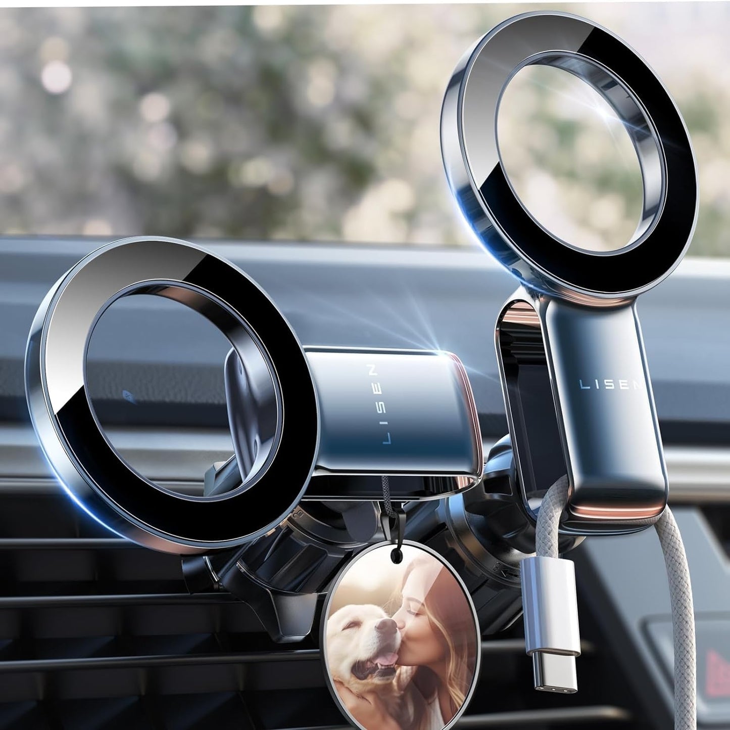 LISEN Soporte Celular Automóvil Magnético, [30 imanes N55] Porta Celular Auto Respiraderos, Base Celular Auto para iPhone 16 Pro MAX Mini 15 14 13, Galaxy S23 S22 Ultra, Motorola, Xiaomi, Huawei