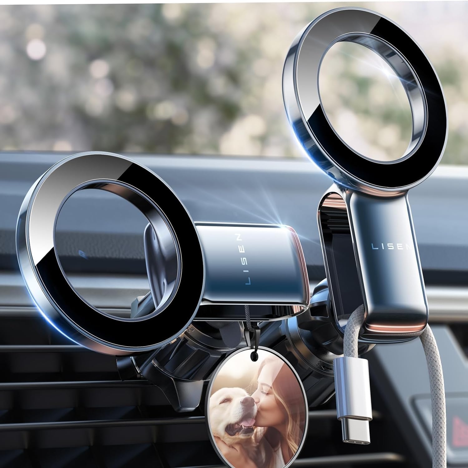 LISEN Soporte Celular Automóvil Magnético, [30 imanes N55] Porta Celular Auto Respiraderos, Base Celular Auto para iPhone 16 Pro MAX Mini 15 14 13, Galaxy S23 S22 Ultra, Motorola, Xiaomi, Huawei