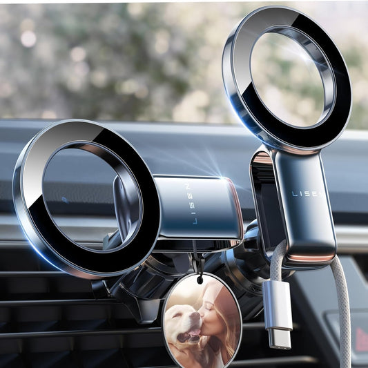 LISEN Soporte Celular Automóvil Magnético, [30 imanes N55] Porta Celular Auto Respiraderos, Base Celular Auto para iPhone 16 Pro MAX Mini 15 14 13, Galaxy S23 S22 Ultra, Motorola, Xiaomi, Huawei