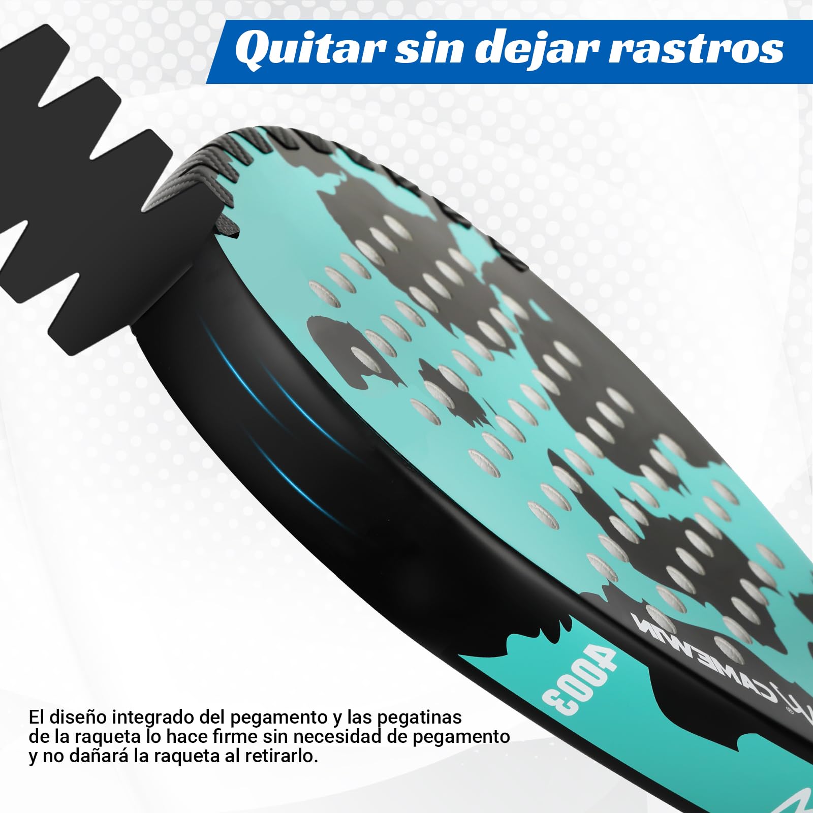 Protector Pala Padel QMCZLA Negro Diseño de Aleta 68 mm Ajustable