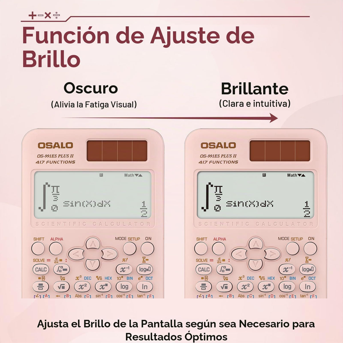 Calculadora Científica pendancy Rosa 417 Funciones Pantalla de 2 Líneas 12 Dígitos 991es Plus 2 para Estudiantes y Universitarios
